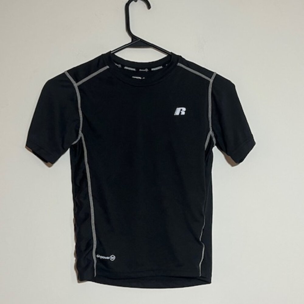 Russell Dri Power 360 Shirt Size 8 Medium Kids Black Short Sleeve